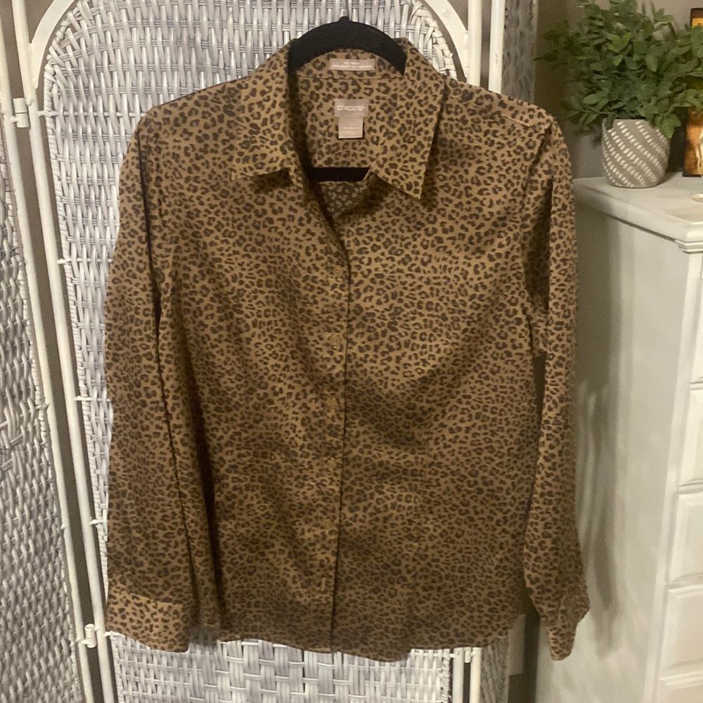 Chico’s Leopard Print Blouse Size 1